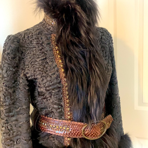 Roberto Cavalli Persian lamb and fox fur coat. - Picture 9 of 15